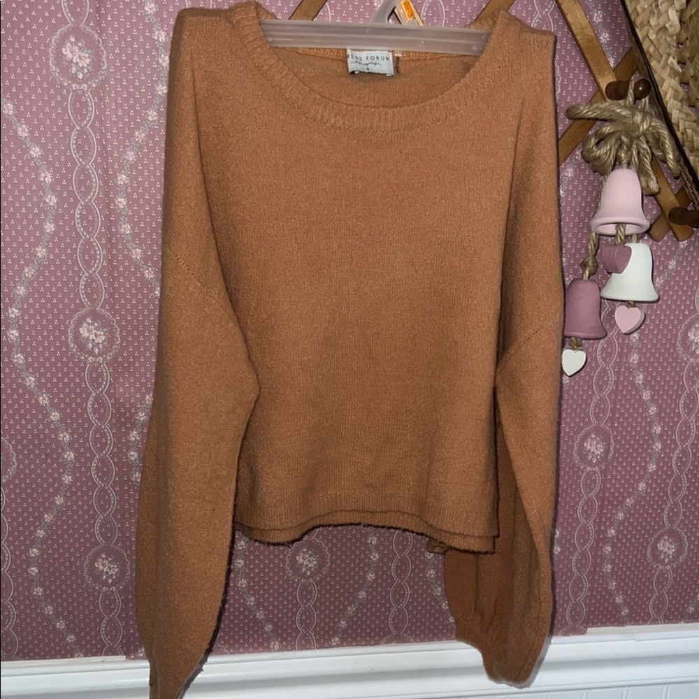 Long Sleeve Cropped Tan Sweater